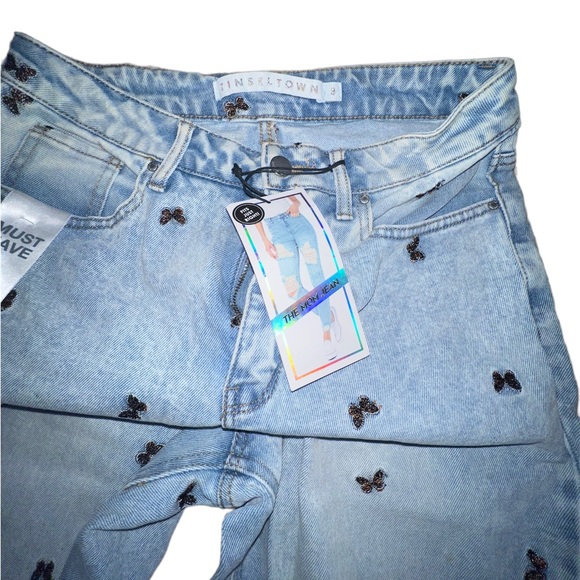 Tinsel All Over Butterfly Mom Jeans - Picture 4 of 4